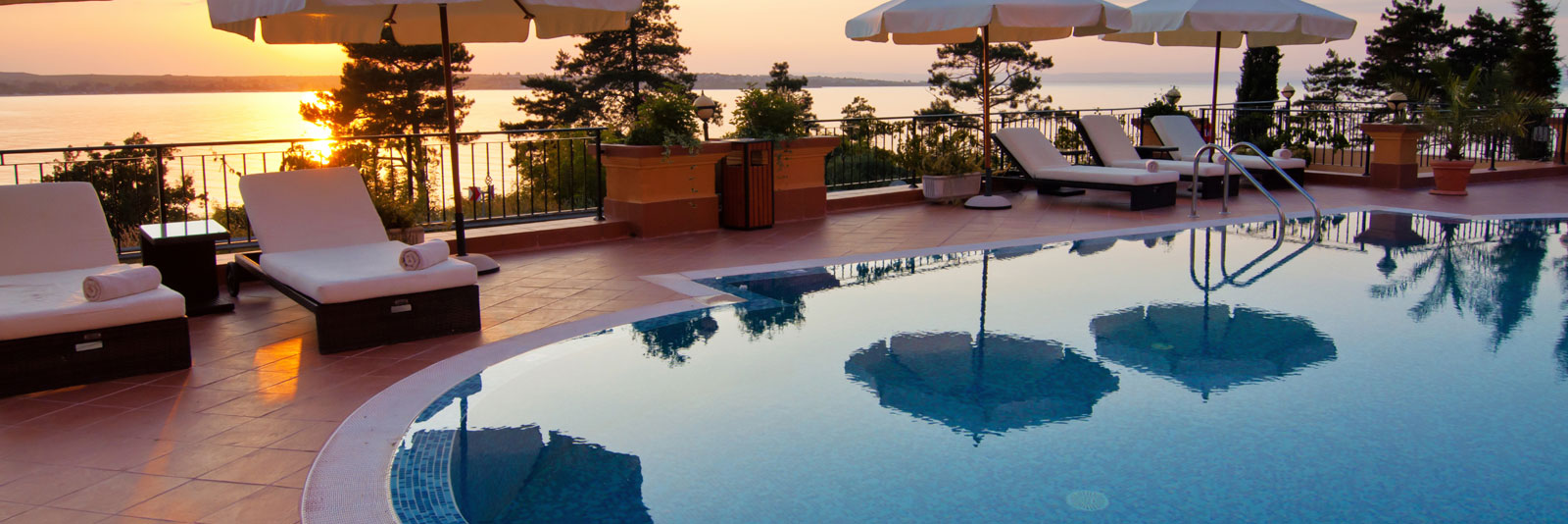 freshly power washed pool deck